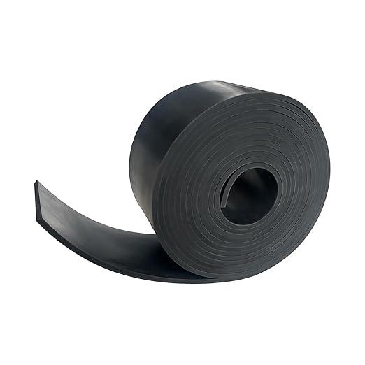 Black Solid Rubber Strip, 1/8 (.125)" Thick X 2" Wide X 10'Long, Solid Flat Rubber Roll for Anti-Slip, Anti-Vibration, DIY Gaskets, Crafts, Sealing, Supports, Protection