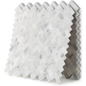 5-Sheet 3D Genuine Marble Mosaic Wall Tiles, Herringbone Peel and Stick - Self Adhesive Backsplash for Kitchen, Bathroom