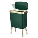 Office Trash Can with Lid, Bathroom Garbage can,4 Gallon Small Kitchen Trash Can with Gold Edge,Modern Green Trash Bin Waste Basket for Bedroom,Living Room, Toilet