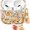 Joyleop for Airpods Pro 1/2 Case - Cute Girly Quicksand Liquid for Women Girl Aesthetic Shiny Bling Stylish Cute Bear Design Protective Case for Airpods Pro 1st/2nd Generation Cover with Keychian