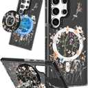 Cute Case for Samsung Galaxy S25 Ultra for Women Girls - Funny Dried Flower Design Compatible with Magsafe Magnetic Ring Holder Kickstand Fashion TPU Phone Covers