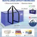 Cryster 6 Pack Moving Bags Heavy Duty, Extra Large Storage Totes Bag with Zippers and Sturdy Handles, Packing Bags for Moving, Storage, Travel, Space Saving, Moving Boxes College Essentials Blue