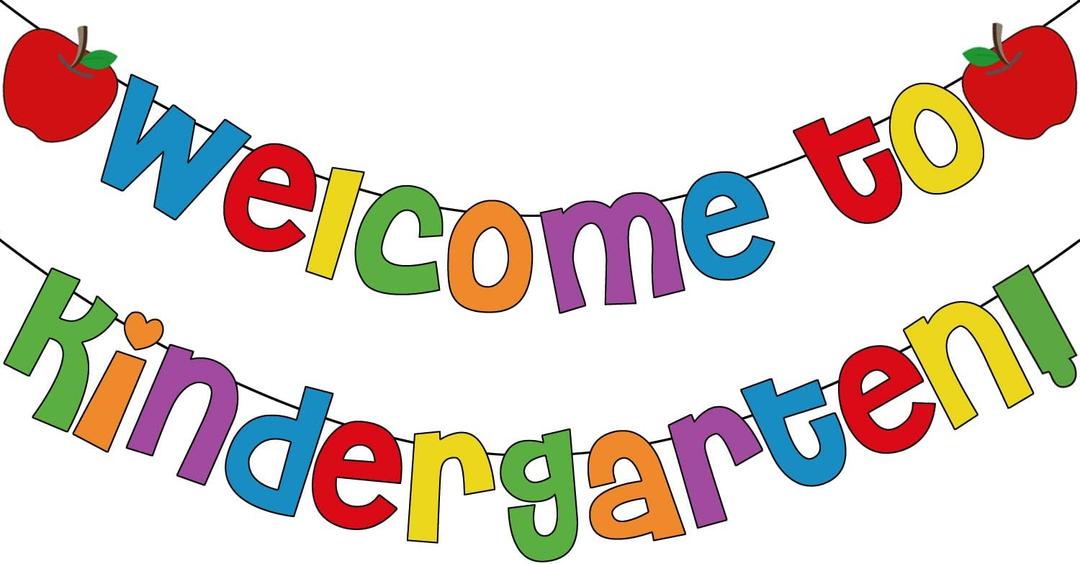 Welcome To Kindergarten Banner First Day of kindergarten Banner Decorations Colorful Back to Preschool Party Decorations Welcome Back to Kindergarten Classroom Bulletin Board Teacher Office