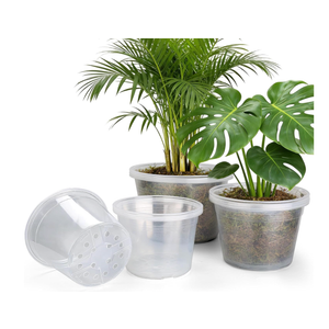 WTXHOP 5 Pack 12 Inch Large Clear Nursery Pots with Drainage Hole, Plastic Plant Pots for Seedlings Flowers Vegetable, Indoor Outdoor Gardening, Used as Liners Inside Decorative Pots (12 Inch)