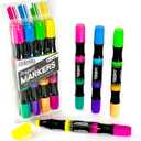 ArtSkills Jumbo Poster Markers for Kids, Neon Chisel Tip Markers, Dual-Tips, 8 Neon Colors, 4ct