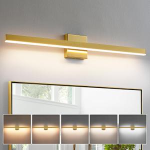 KAISITE Modern Vanity Light Gold Bathroom Light Fixture Over Mirror 32 inch Vanity Lighting Fixture Dimmable 5CCT LED Bar Vanity Light for Bathroom Restroom