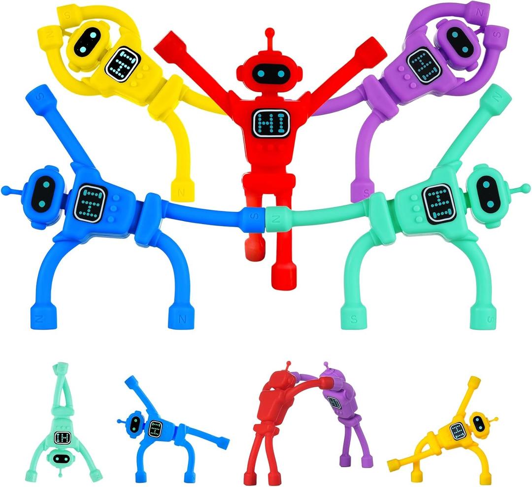 Magnetic Robot Sensory Fidget Toys 5 Pcs, Magnetic People Men, Travel Activities Essential for Toddlers Kids Adults
