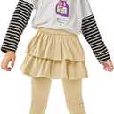 Resinta 3 Pack Girls School Uniform Pants Girls Leggings with Skirt Winter Warm Leggings (9-10 Years)