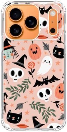 Dawjeg Cute Cartoon Halloween Phone Case Compatible with iPhone 17 Pro, Fall Leaves Cats Ghosts TPU Phone Cover for iPhone 17 Pro