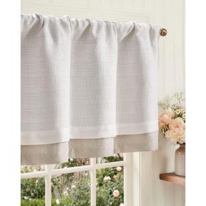 jinchan Curtain Light Filtering Kitchen for Living Room Bedroom Small Windows Valance 18 Inch Double Layer Farmhouse Window Rustic Overlay Rod Pocket 1 Panel Ivory