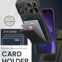 SSLOTSCASE for iPhone 17 Pro Max Case with 2X Privacy Screen Protector, Card Holder & Sliding Lens Cover & Kickstand, Military-Grade Heavy Duty Phone Case Cover for iPhone 17 Pro Max 6.9'', Black