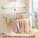 SONGMICS Wall Mounted Drying Rack, Clothes Drying Rack Foldable, 39.4 Inches Wide Laundry Clothes Airer with Wall Template, 6 Fold-Out Aluminum Alloy Bars, Indoor, Matte White ULLR810WE01