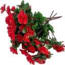 4 Bundles Artificial Flowers Fake Plants Decorative Faux Flower Yard Spring Summer Hanging Plants Pot Window Box Pathway, Red