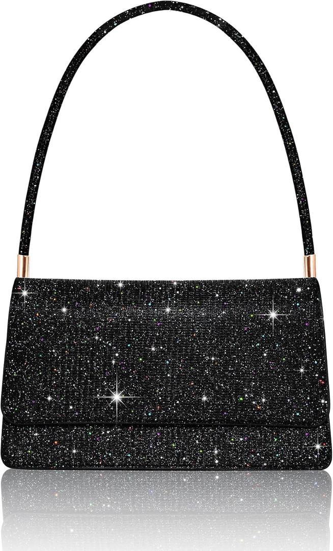 Evening Bag Clutch Purse for Women, Sparkling Envelope Handbag with 2 Compartments for Prom Cocktail Party