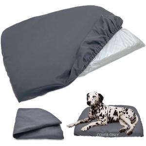 Dog Bed Cover Waterproof Replacement Machine Washable Covers for 44x32 Inch Dog Bed Heavy Duty Scratch Resistant Mattress Protector Pet Bed Cover Only Grey