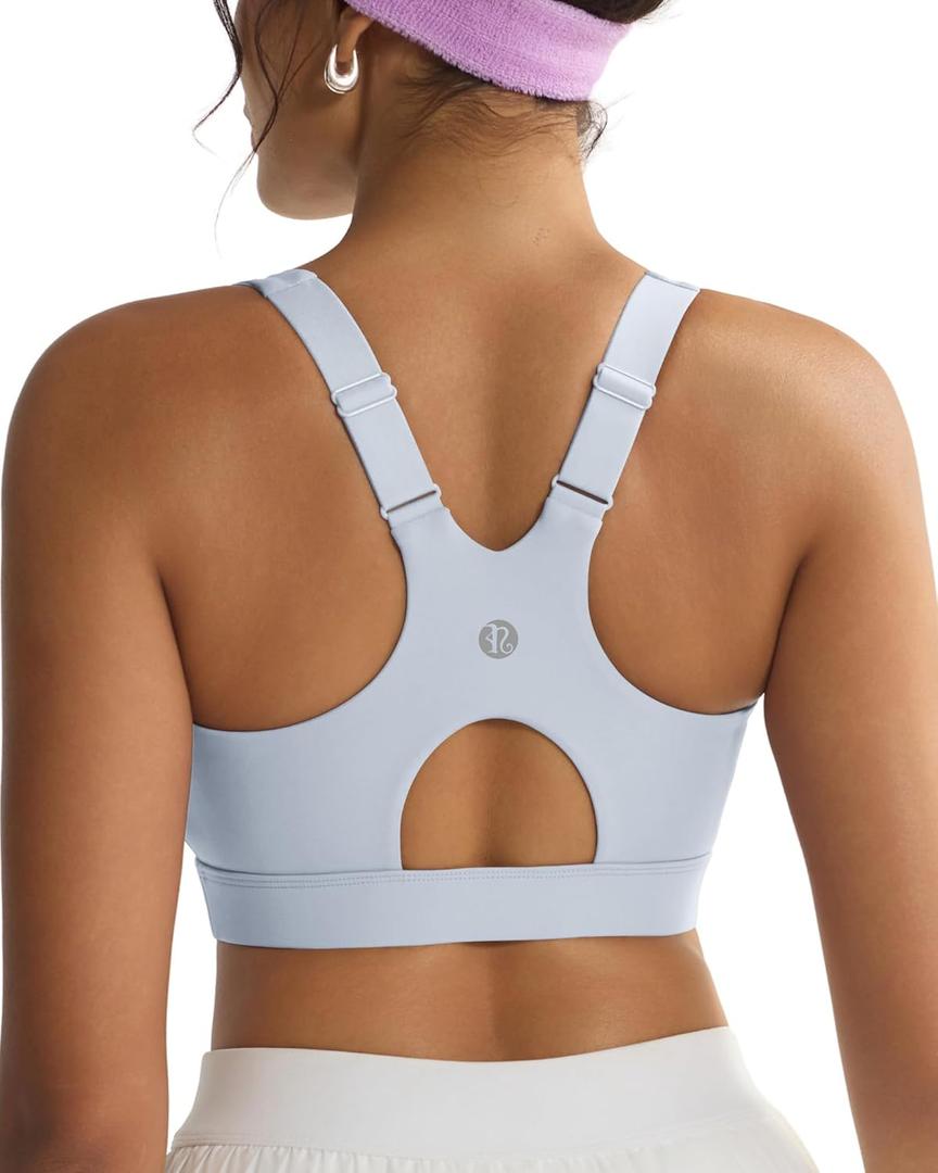 RUNNING GIRL Sports Bra for Women,Adjustable Straps Sports Bras High Support Sports Bra with Sewn in Pads(3100_Grey_XXL) (Gray)
