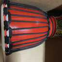 Wood Djembe Drum, 8.5'' x 16''Carved Mahogany African Drums with Goatskin Drumhead, West African Styled Professional Djembe Hand Drum Musical Instruments for Adults Beginners