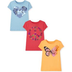 The Children's Place Girls Unicorns,Butterfly Short Sleeve Graphic T-Shirts,3 Pack, Small