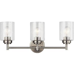 Kichler Winslow 21.5" Vanity Light in Brushed Nickel, 3-Light Transitional Bathroom Light with Clear Seeded Glass. (21.5" W x 9.25" H), 45886NI
