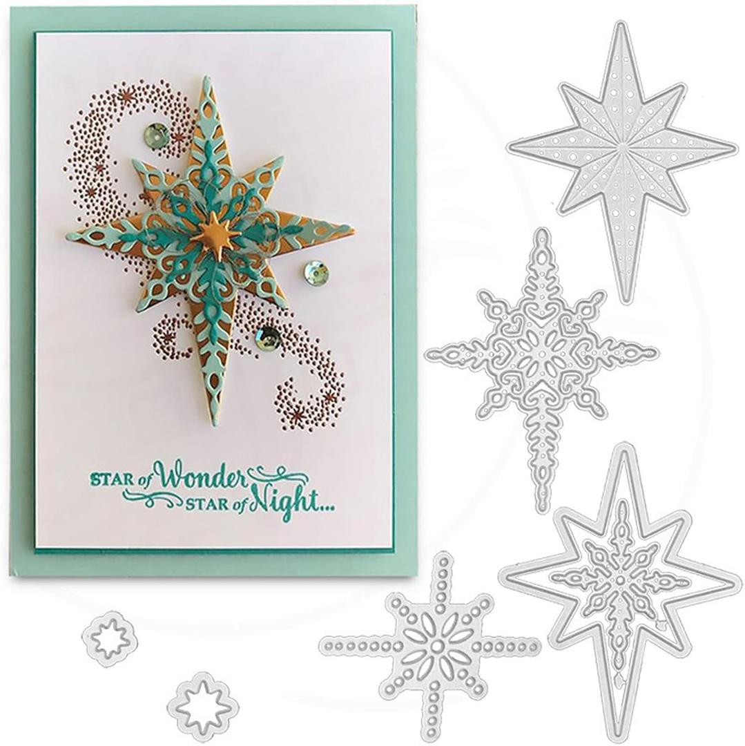 Scrapbooking Die-Cuts, Christmas Metal Cutting Dies for Card Making, Paper Craft Punch Template, Background Embossing Stencils, DIY Album Décor (Christmas Snowflakes-12.4x8.3cm)