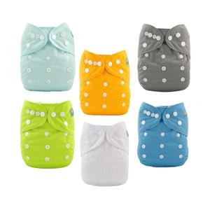 ALVABABY Baby Cloth Diaper 6 Pack with 12 Inserts One Size Cloth Diaper Covers Adjustable Washable Reusable for Baby Girls and Boys, 0-3 Y