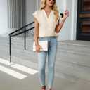 BMJL Womens Tops Dressy Casual Blouses Summer Tops Trendy V Neck Short Sleeve Shirts Business Casual Outfit (Beige, S)