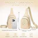 Birthday Gifts for 7 8 9 10 11 12 13 Year Old Girls Small Initial Sling Bag Cross Body Bag Fanny Pack for Girls (Beige)