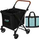 Foldable Shopping Cart 85 Liters Grocery Cart with Cooler Bag Utility Cart Shopping Trolleys with Larger Capacity Rolling Front Swivel Wheels Adjustable for Office Picnic Groceries Laundry
