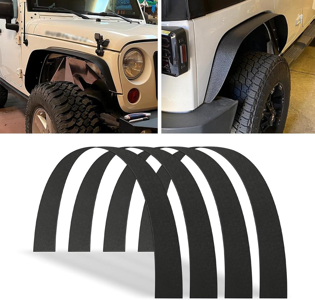 Fender Flares Black 4PCS Universal Flexible 6" Wide Body Kit Wheel Arches Durable PP Off-Road Fender Wheel Flares Fit for Most Cars SUV Trucks Off-Road Jeep (Style 2)