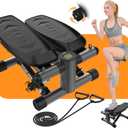 Steppers for Exercise, Adjustable Resistance Stair Steppers with Arm Training Bands for Home Fitness, Mini Steppers with Max 330LBS Loading Bearing Portable Home Exercise Equipment1