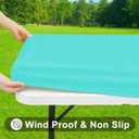Smiry Rectangle Tablecloth, Elastic Fitted Flannel Backed Vinyl Tablecloths for 8ft Folding Tables, Waterproof Wipeable Table Covers for Indoor, Outdoor, Picnic and Camping (Teal, 36"x96")