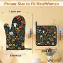 Vintage Flowers Oven Mitts and Heat Resistant Pads - Heat Resistant Gloves Potholder Set of 4 for Cooking, BBQ, Gifts for Women