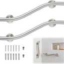 2 Pack Wave Grab Bar Decorative 24 Inch Stylish Stainless Steel Brushed Finish Safety Shower Bar Wall Mounted for Bathroom Bathtubs Toilet Steps Bed Seniors Elderly Handicap Pregnant Women