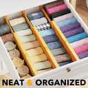 SpaceAid Bamboo Dresser Drawer Dividers 6 Pack, 4.65 High Adjustable 12.5-17 Drawer Organizers, Expandable Organization for Clothing, Clothes, Dressers, Natural