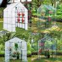 Walk-in Greenhouse Replacement Cover with Roll-Up Zipper Door 56x56x76 inch PVC Plant Gardening Greenhouse Cover for Gardening Plants Cold Frost Protection Wind Rain Proof (White Frameless)