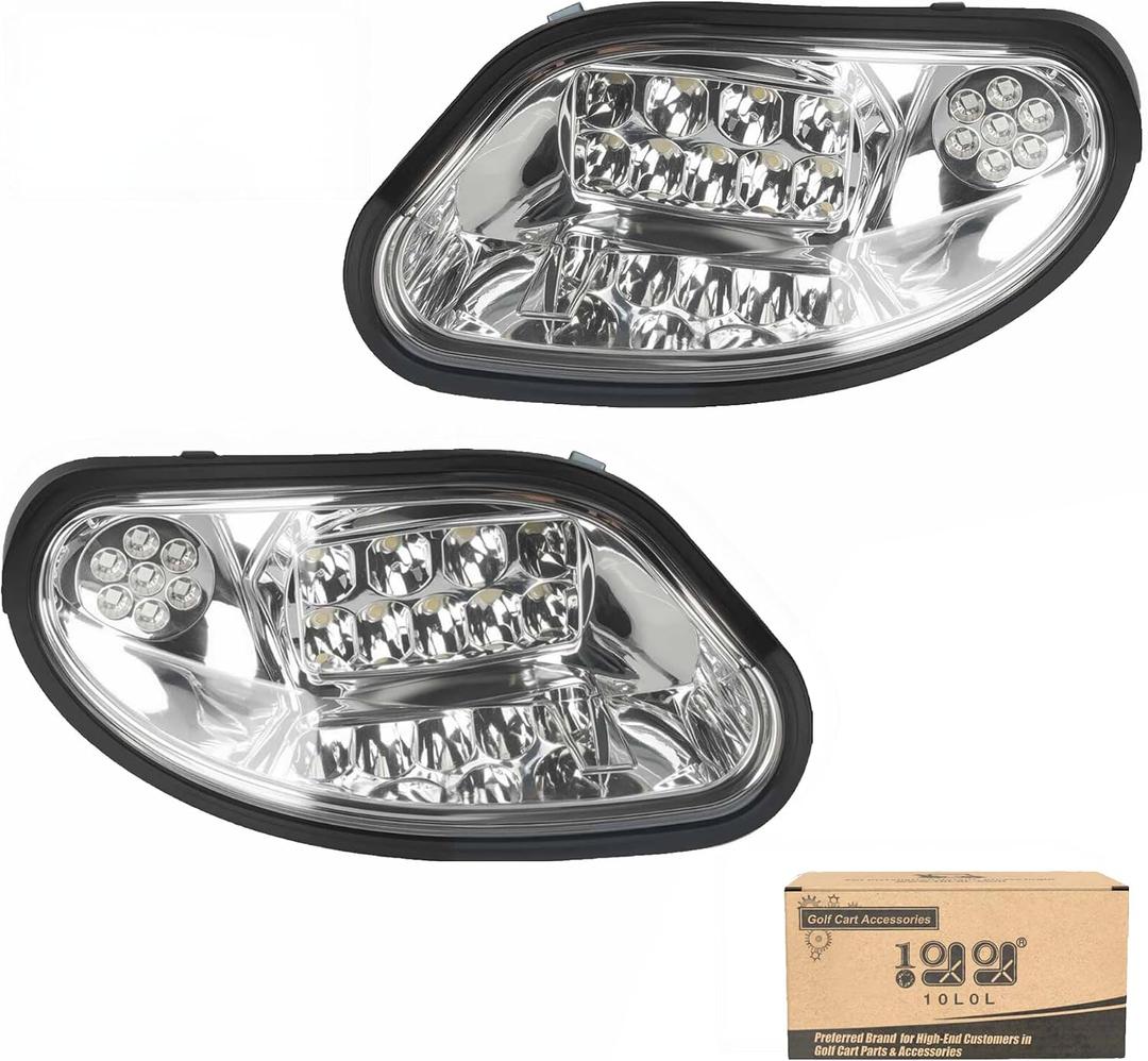 10L0L Golf Cart Headlights for EZGO TXT/T48 (2014-Up) - Driver & Passenger Side Replacement, 12V Bright Headlights Direct Fit Gas/Electric Models