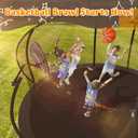 Jumpfly Trampoline Basketball Hoop Attachment, Basketball Hoop for Trampoline Easy to Install, Universal Trampoline Accessories Fits Straight Pole & Curved Pole with Mini Balls & Pump