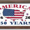 Fourth of July Party Decor Wood Sign, America 1776-2026 250 Years | Patriotic Wall Plaque, Hanging Wood Sign, Farmhouse Printed Wall Art, Home Decor