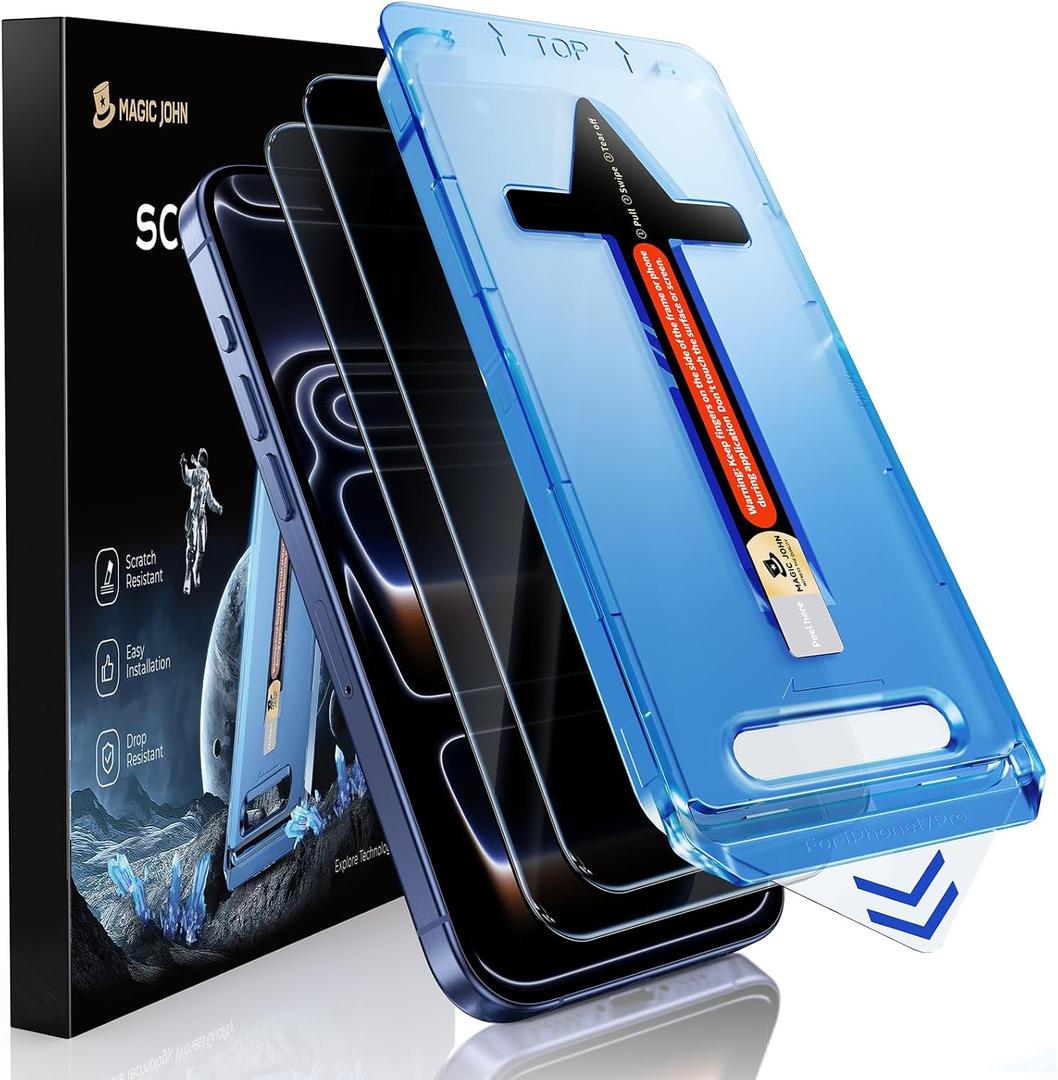 MAGIC JOHN 2 Pack for iPhone 17 Pro [6.3] inch Privacy Glass Screen Protector, Auto Dust-Elimination, Bubble Free, Easy Installation, Daily Drop Protection