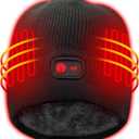Autocastle 7.4V Heated Hat Men Women Battery Heat Cap Winter Warm Rechargeable Electric Battery Knitted Skull Beanies,Black