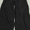 Womens Cotton Cropped Pants Loose Fit Wide Leg Capri Casual Plus Size Elastic Waist Trousers Black, Size L