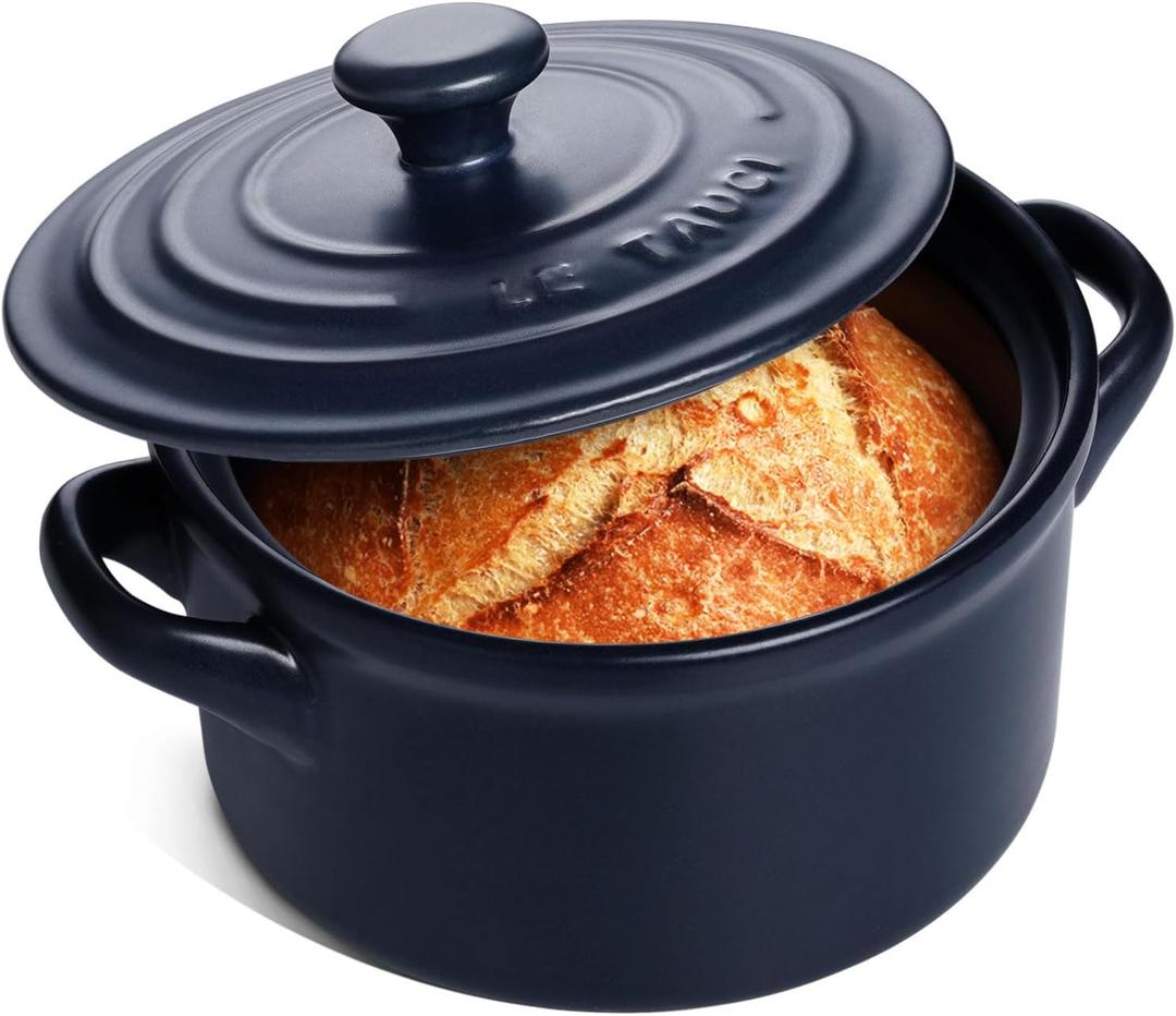 LE TAUCI 3 Quart Ceramic Dutch Oven for Bread Baking, Pot With Lid for Sourdough, Non-Coated and Non-Toxic Oven Pan, Use as Soup and Stew Pot, Midnight Blue (Midnight Blue)