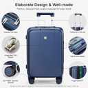 Hanke Grace Expandable Carry On Luggage with Wheels Airline Approved Hard Shell Suitcases with Front PocketTop Opening Luggage with TSA Lock for Short Business Travel, Dark Blue.