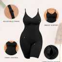 Shapewear Tummy Control BodySuit Seamless Body Shaper Butt Lift Full Body Suit (Medium-Large, Mid Thigh Black)
