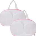 Large Bra Laundry Bags for Washing Machine, Bra Washing Bags for Laundry, Ensures No Deformation with 3D Protection, with Handle and Zipper, Suitable for Ladies to Wash Delicate Clothes (Pink, 2 PCS)