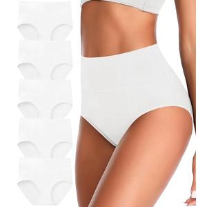 ASIMOON High Waisted Tummy Control Underwear for Women Cotton Plus Size Full Coverage Panties Ladies Briefs XL