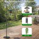 60.62'' Shepherd's Hook Stand Plant with Solar Lantern, Outdoor Floor Lamp, Wind Chime Hanger Stand, Waterproof Metal Adjustable Height Standing Pole Holder & Light for Patio Decor (2 Placement Racks)