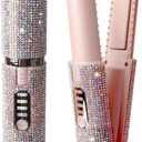 Cordless Hair Straightener and Curler 2 in 1, Portable Mini Cordless Flat Iron for Fine Soft Short Hair, Travel Rechargeable Hair's Straightener, 4800mAh Battery