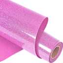Purple Glitter HTV Heat Transfer Vinyl Rolls 12 Inch by 5 feet Roll Iron on DIY for T-Shirt and Silhouette Easy to Cut & Weed (5Ft,Glitter Purple)