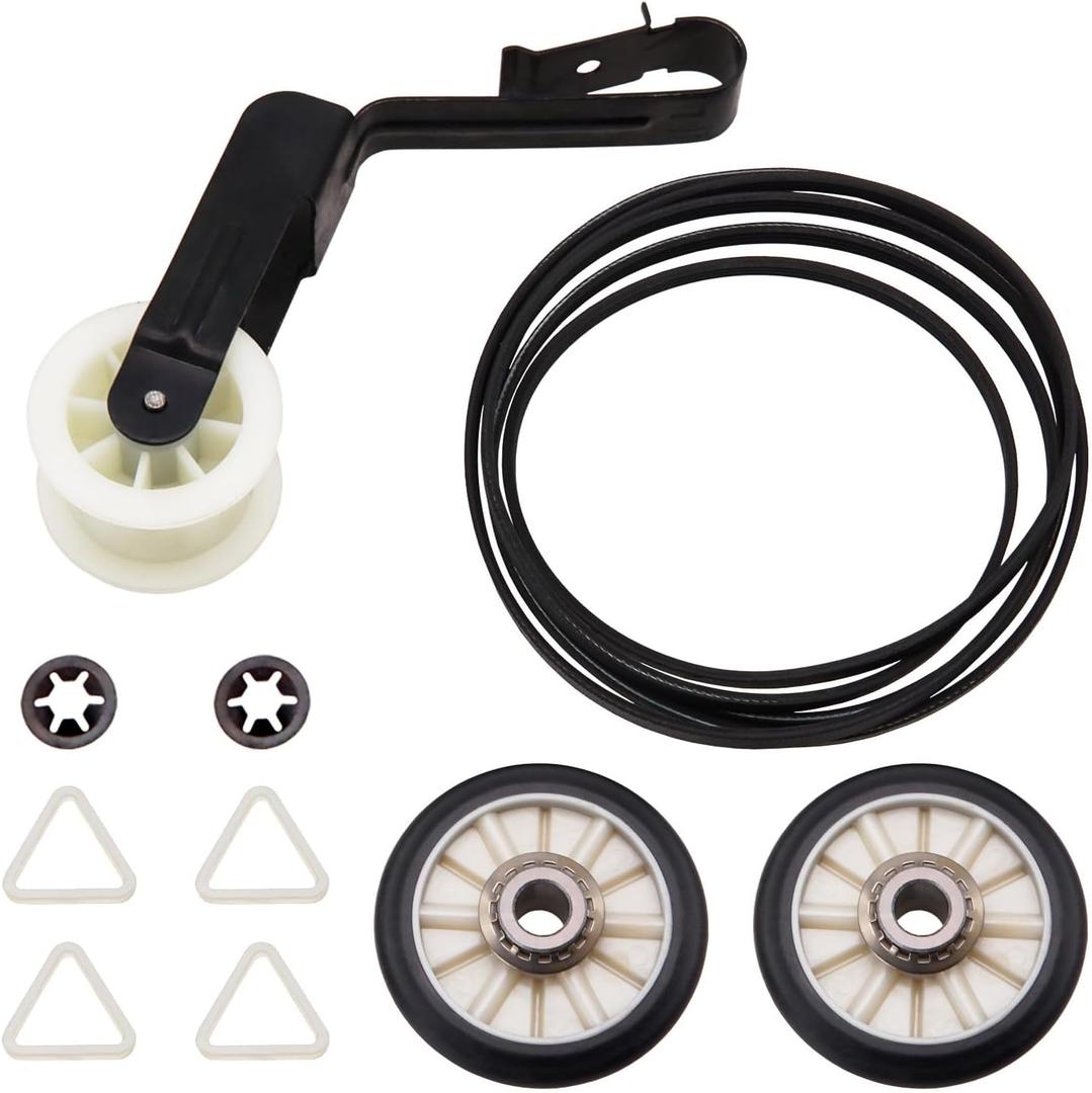 Dryer Repair Kit Replace for Whirlpool WED4900XW0 WED4900XW2 WED4915EW1 WED4850BW1 WED4850HW0 WED4950HW0 WED4900XW1 WED4850XQ0 - Drum Rollers 14210017, Belt 341241, Idler Pulley 14210023